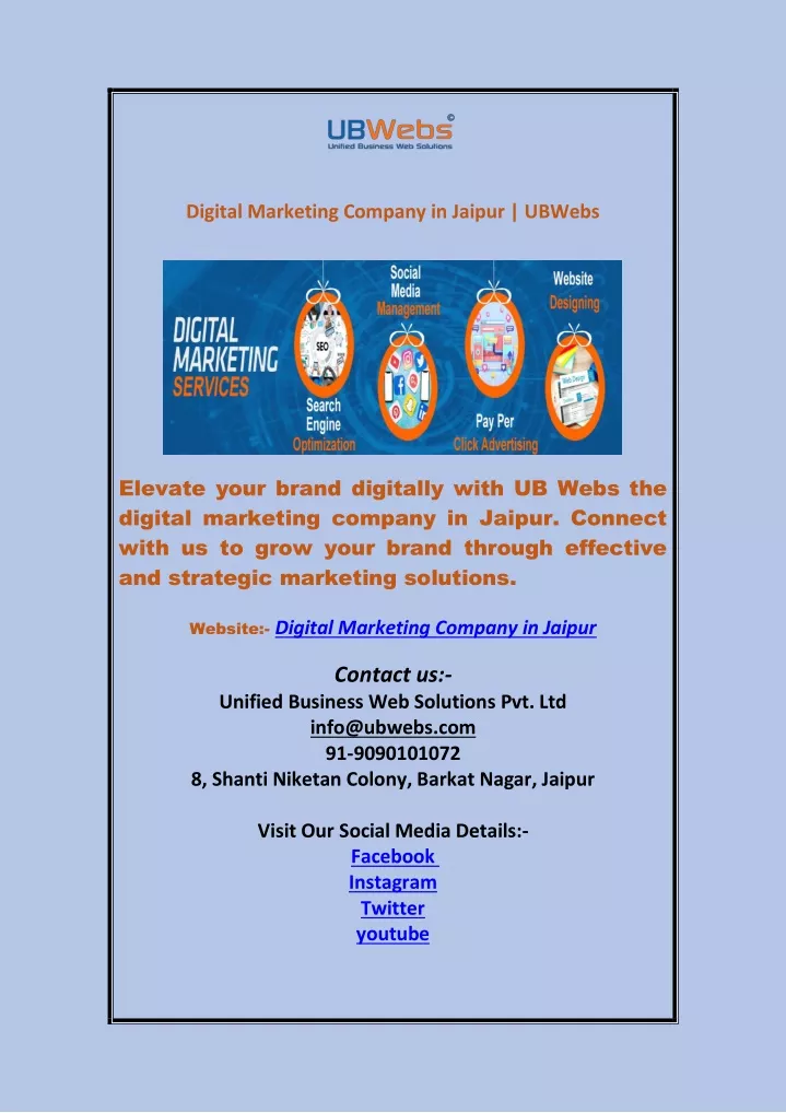 digital marketing company in jaipur ubwebs