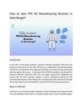 How to start PPE Kit Manufacturing Business in West Bengal?