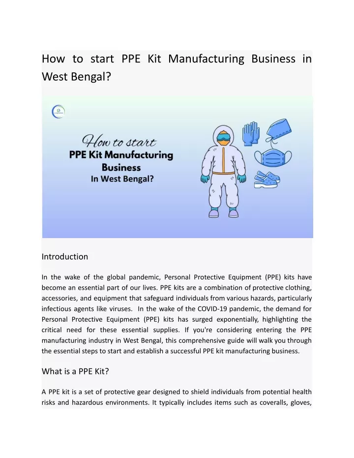 how to start ppe kit manufacturing business