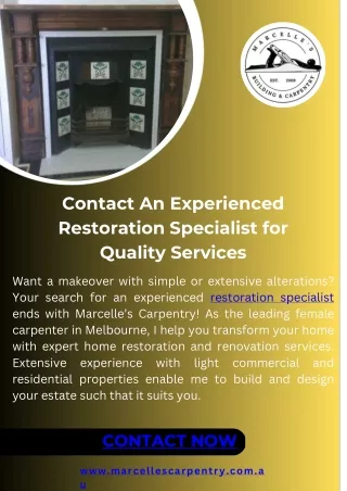 Contact An Experienced Restoration Specialist for Quality Services