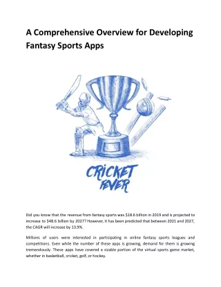 a comprehensive overview for developing fantasy