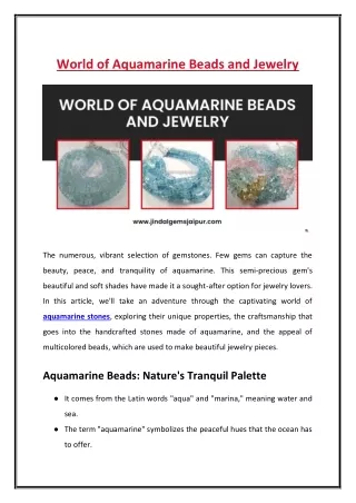 World of Aquamarine Beads and Jewelry