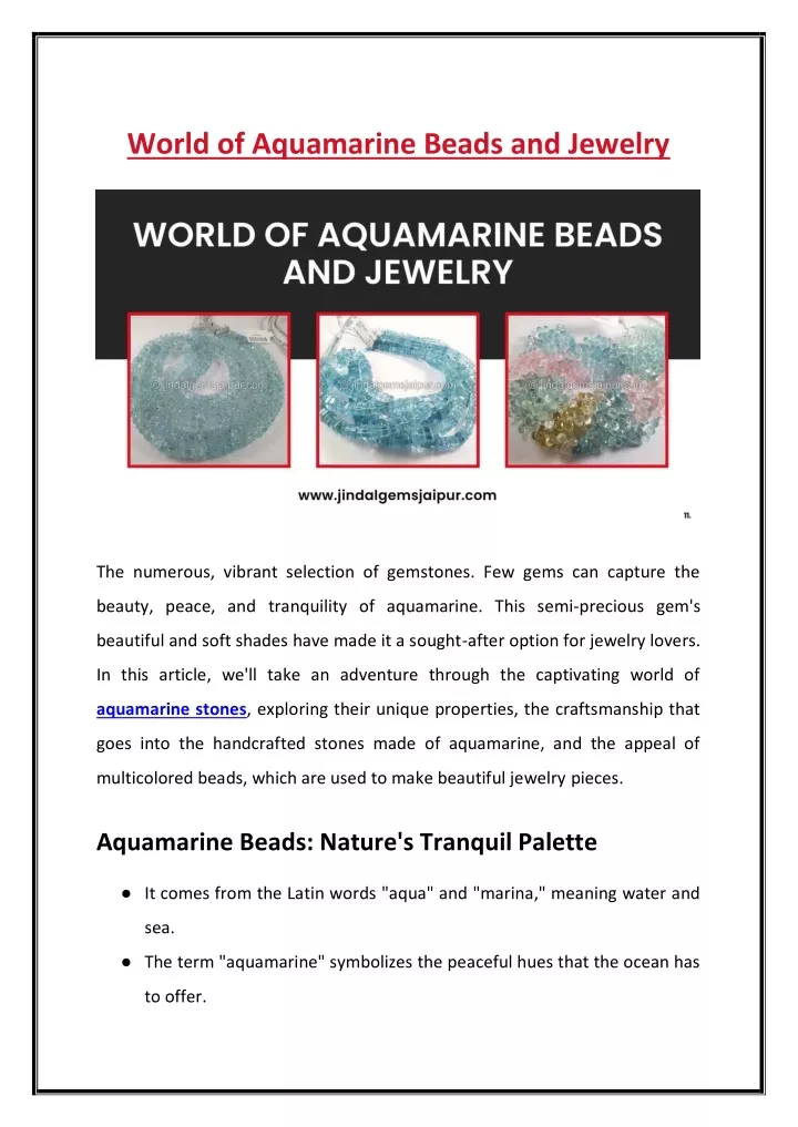 world of aquamarine beads and jewelry