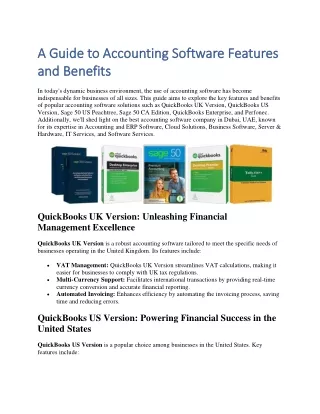 A Guide to Accounting Software Features and Benefits