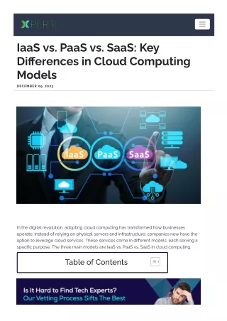 IaaS vs. PaaS vs. SaaS Key Differences in Cloud Computing Models