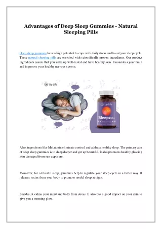 advantages of deep sleep gummies natural sleeping