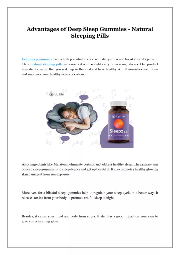 advantages of deep sleep gummies natural sleeping