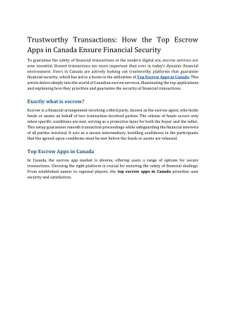 trustworthy transactions how the top escrow apps