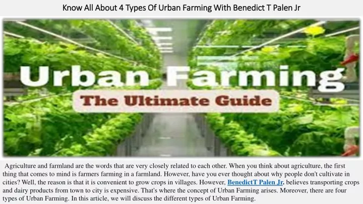 know all about 4 types of urban farming with benedict t palen jr