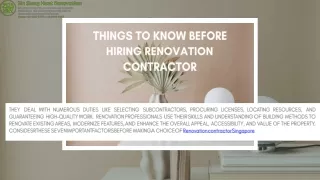 Things To Know Before Hiring Renovation Contractor in Singapore