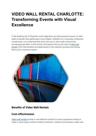 VIDEO WALL RENTAL CHARLOTTE_ Transforming Events with Visual Excellence