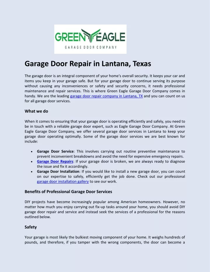 garage door repair in lantana texas