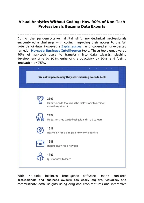 visual analytics without coding