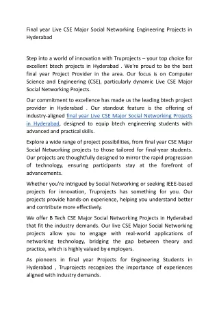 final year live cse major social networking