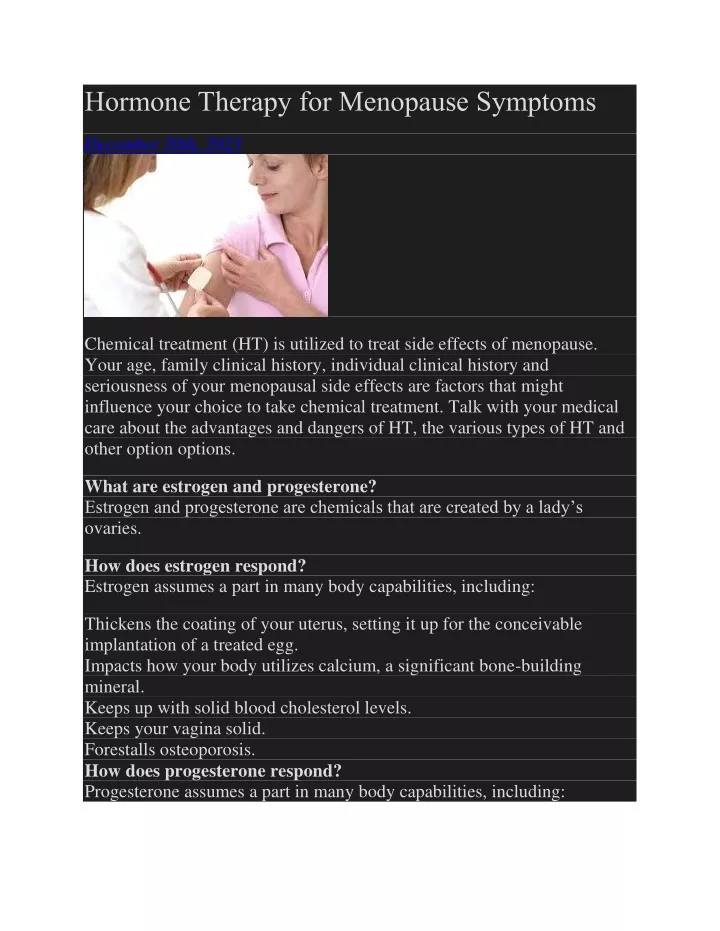hormone therapy for menopause symptoms