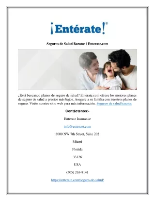 seguros de salud baratos enterate com
