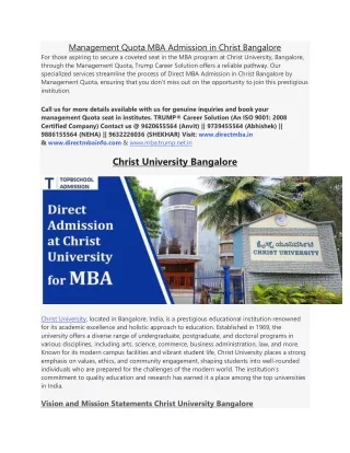 Management Quota MBA Admission in Christ Bangalore (1)