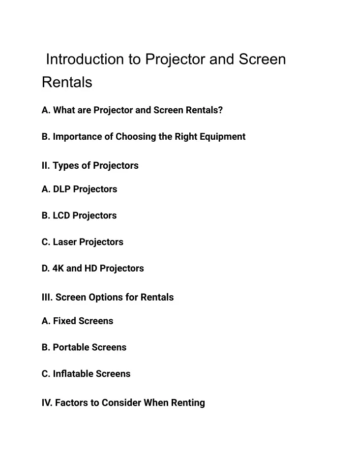 introduction to projector and screen rentals