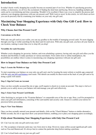 Maximizing Your Shopping Experience with Only One Gift Card: How to Check Your B