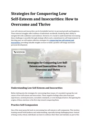 strategies for conquering low self esteem