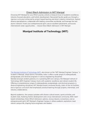 Direct Btech Admission in MIT Manipa1