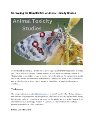 Unraveling the Complexities of Animal Toxicity Studies