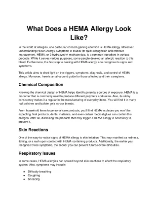 What Does a HEMA Allergy Look Like