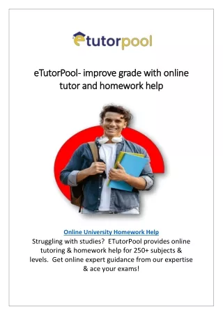 eTutorPool- improve grade with online  tutor and homework help