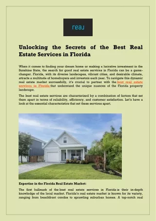 Discover Your Key to Florida Unmatched Real Estate Services in the Sunshine State