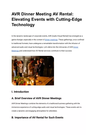 AVR Dinner Meeting AV Rental_ Elevating Events with Cutting-Edge Technology