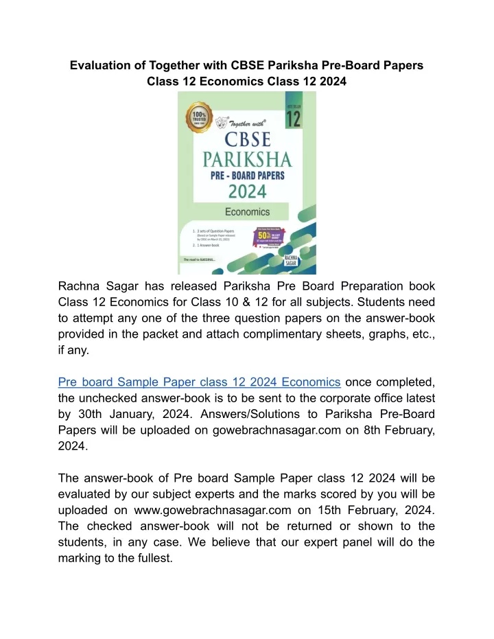 evaluation of together with cbse pariksha