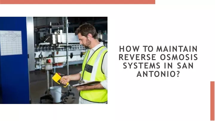 how to maintain reverse osmosis systems