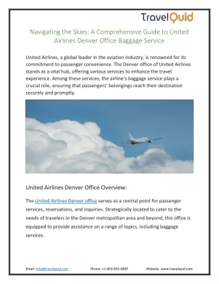 Effortless Connectivity: United Airlines Denver Office Streamlines Your Travel