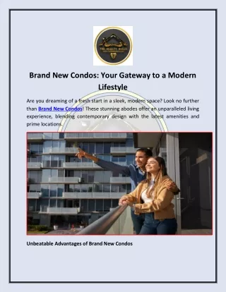 Brand New Condos-Your Gateway to a Modern Lifestyle