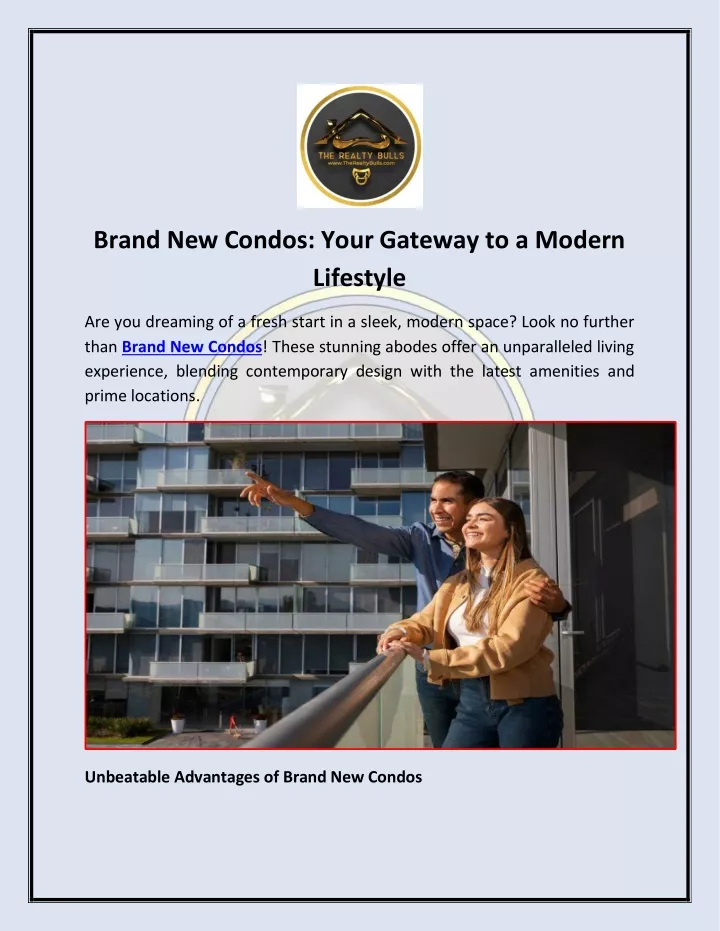 brand new condos your gateway to a modern