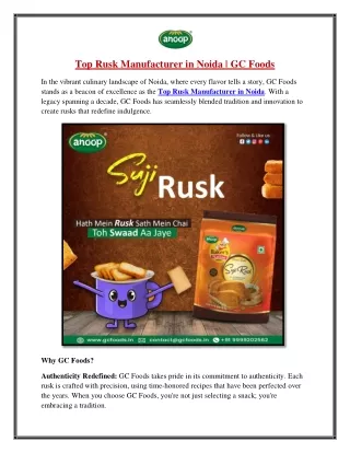 Top Rusk Manufacturer in Noida-GC Foods