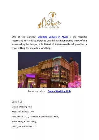Best Exclusive Wedding venues in Alwar.