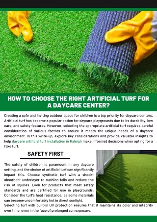 How to Choose the Right Artificial Turf for a Daycare Center?