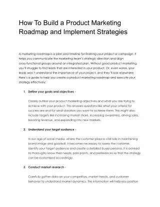 how to build a product marketing roadmap