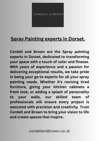 Spray Painting experts in Dorset