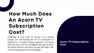 How Much Does An Acorn TV Subscription Cost