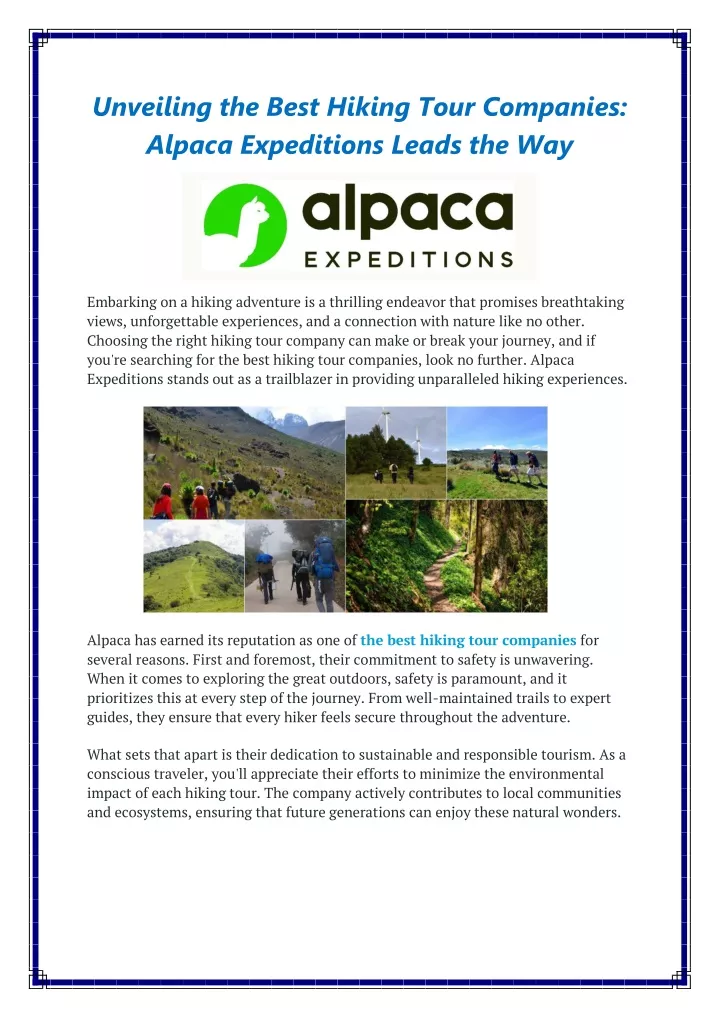 unveiling the best hiking tour companies alpaca