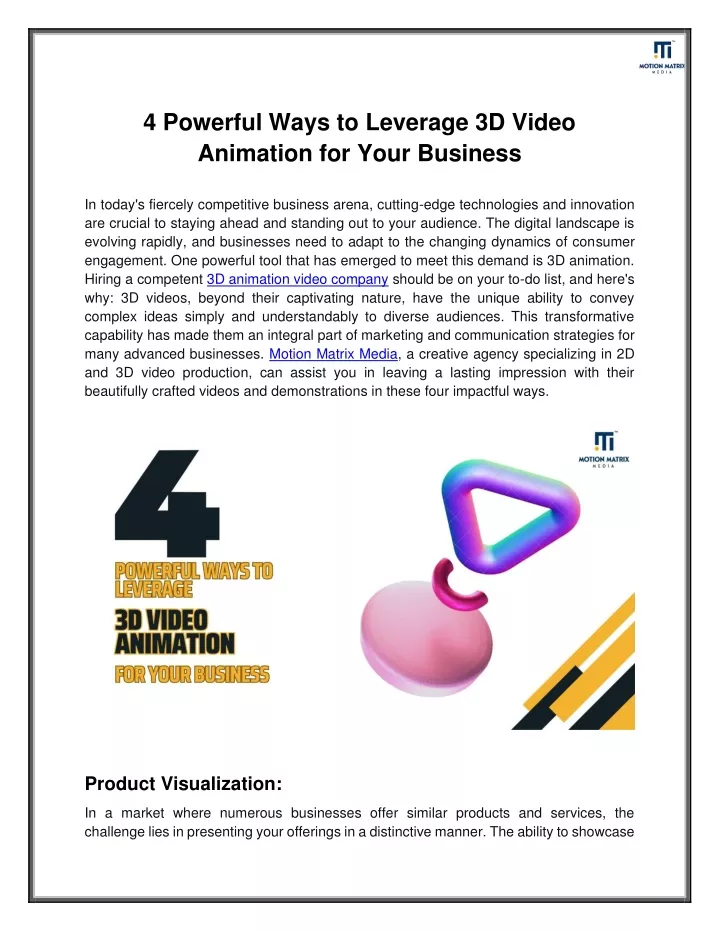 4 powerful ways to leverage 3d video animation