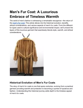 Man's Fur Coat_ A Luxurious Embrace of Timeless Warmth