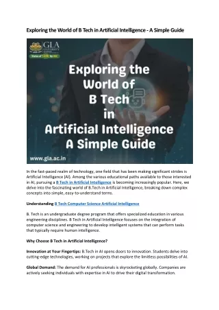 exploring the world of b tech in artificial