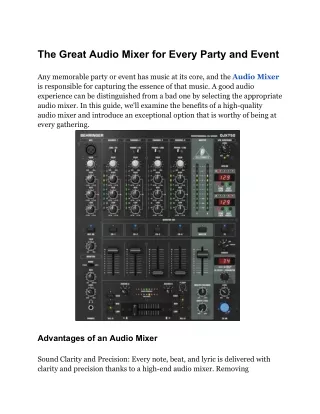 The Great Audio Mixer for Every Party and Event