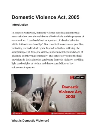 Domestic Violence Act, 2005