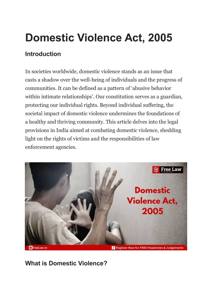 domestic violence act 2005 introduction