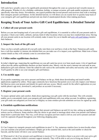 Keeping Track of Your Active Gift Card Equilibrium: A Step-by-Step Tutorial