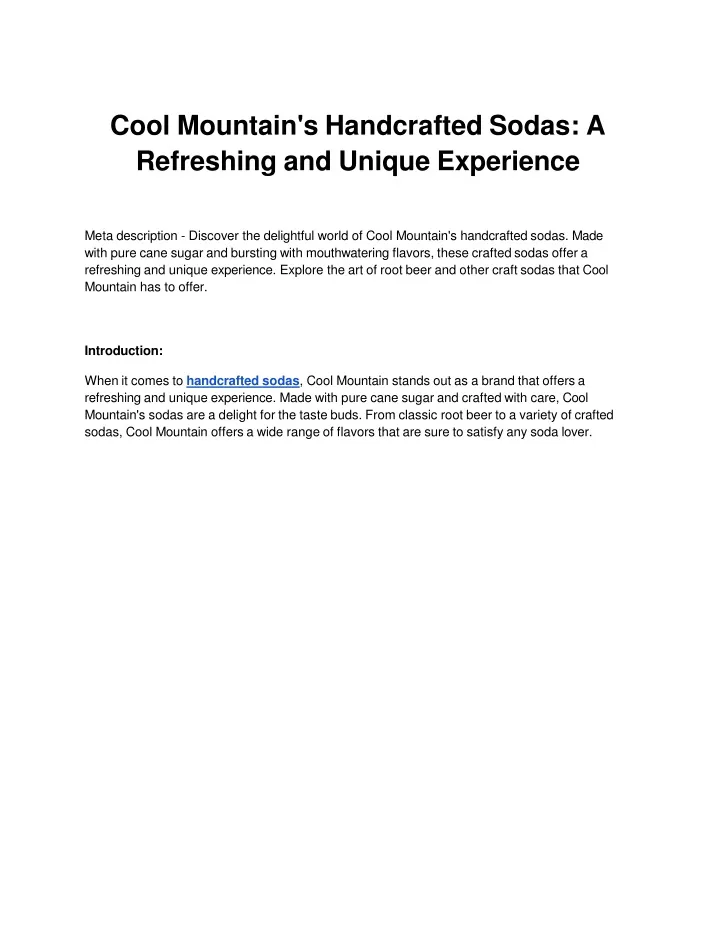 cool mountain s handcrafted sodas a refreshing and unique experience